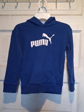 Puma Royal Blue Kids Hoodie with White Logo
